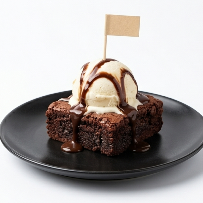 Brownie con helado